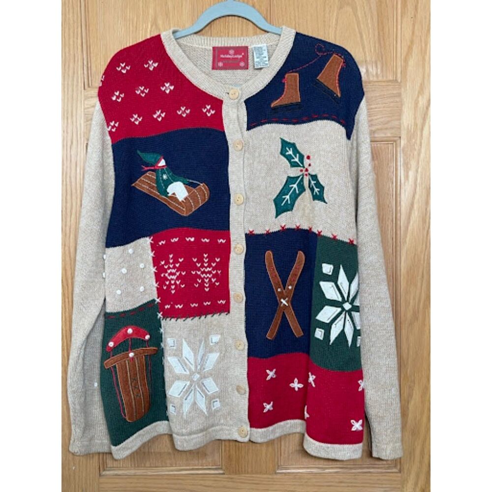 Vintage Y2K Ugly Christmas Sweater Cardigan Plus Size 2X